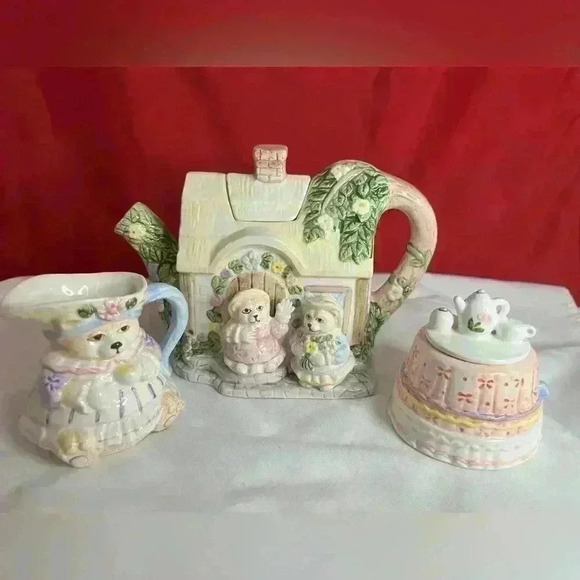 Vtg,(1993)  Alton Country Cottage Bears Tea Set - Picture 2 of 5